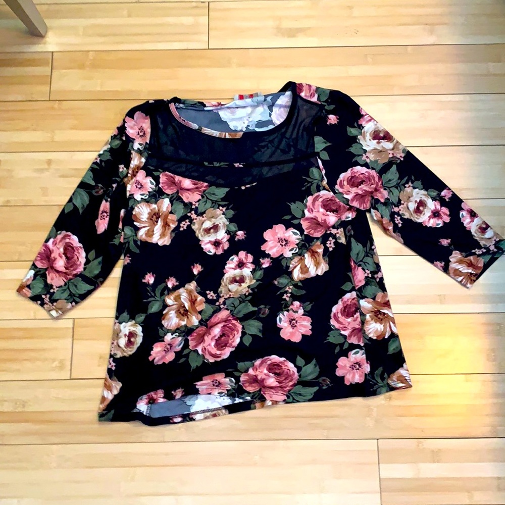 Floral and Mesh Blouse
